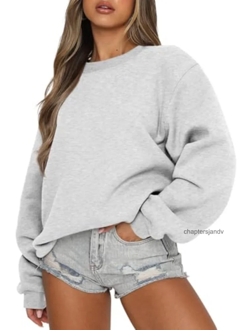 ANRABESS Women's Oversized Crewneck Sweatshirt Long Sleeve Pullover